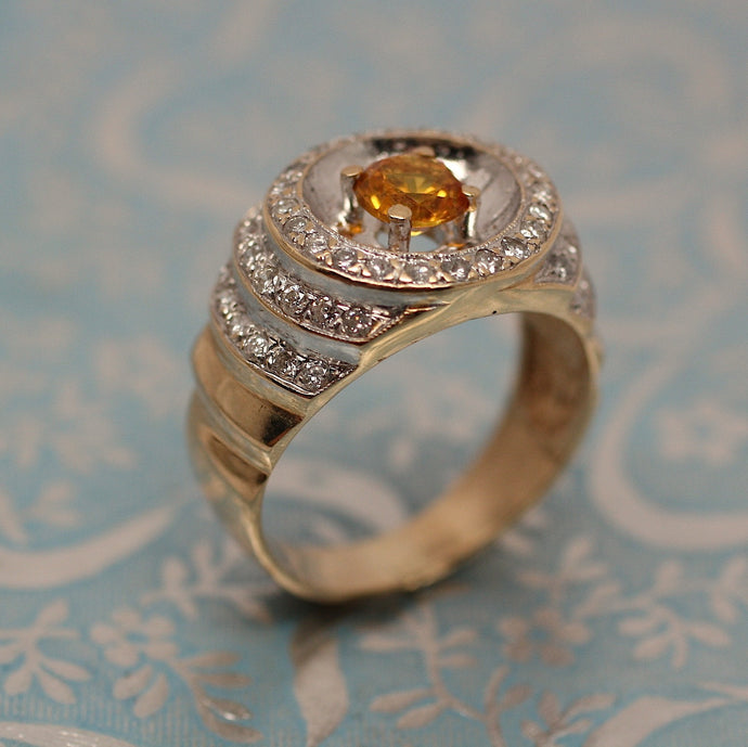 14K Gold Gents Ring with Yellow Sapphire