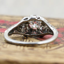 1920s Tall 18k Filigree GIA Certified Diamond Solitaire- Underside View