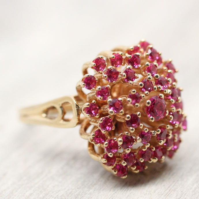 14K gold synthetic ruby Cocktail Ring