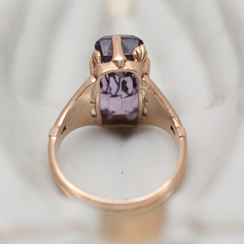 Circa 1870 Amythyst 10K Rose Gold Ring