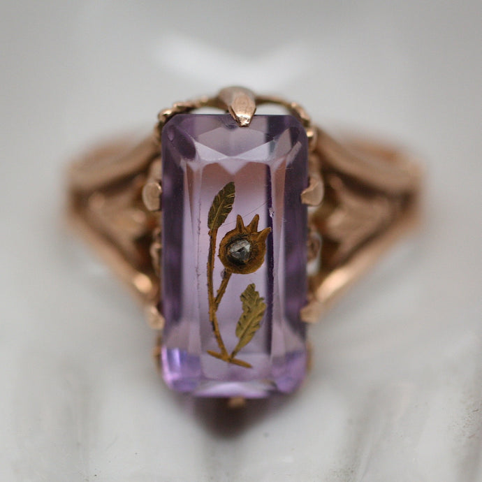 Circa 1870 Amythyst 10K Rose Gold Ring