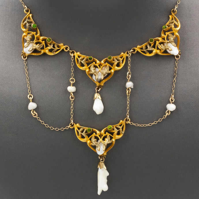 Pinchbeck and Natural Pearl Festoon c1900