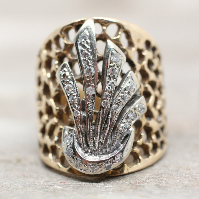 Circa 1950 14K Cigar Band Ring