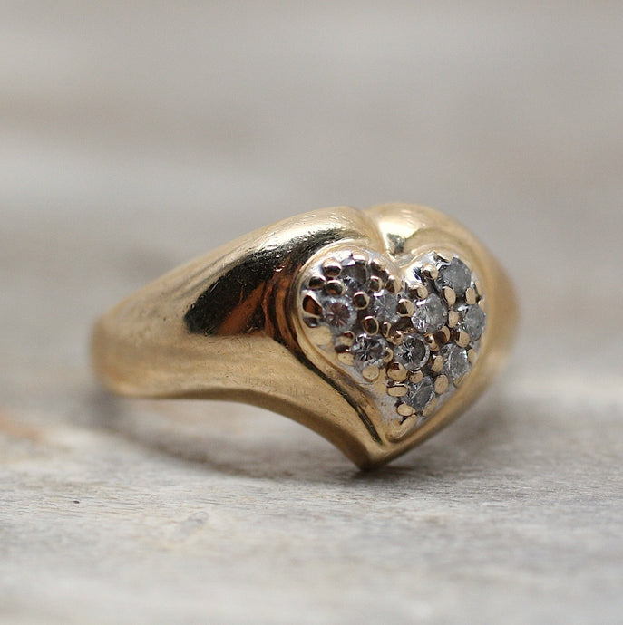 14K Diamond Heart Ring