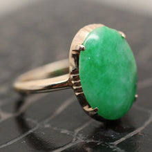 Circa 1930 Natural Jade 10K ring