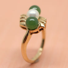 14K Jade & Cultured Pearl Ring