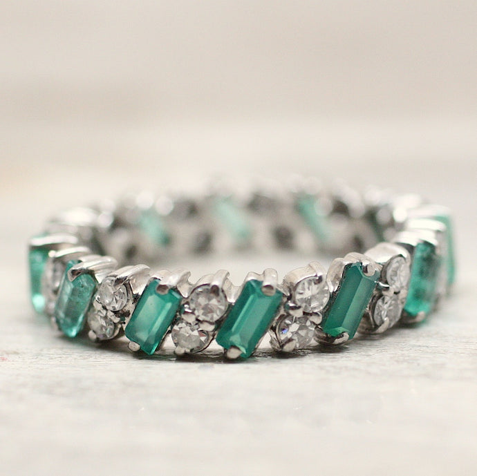 18K Emerald & Diamond Eternity Band