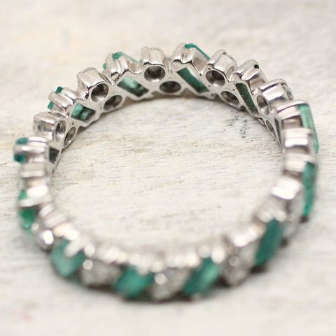 18K Emerald & Diamond Eternity Band