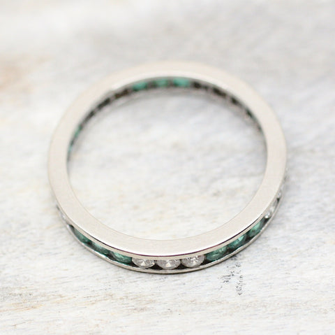Circa 1950 14K Emerald & Diamond eternity band