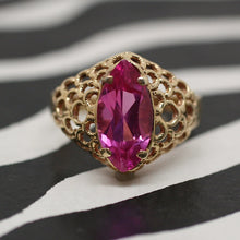 Circa 1960 14K Synthetic Pink Sapphire Ring