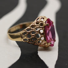 Circa 1960 14K Synthetic Pink Sapphire Ring