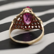 Circa 1960 14K Synthetic Pink Sapphire Ring