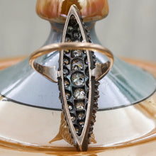 c1880 3.25ct Old Mine Cut Diamond Navette Ring