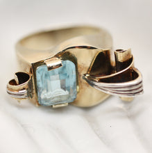 Circa 1930 Handmade 14K Aquamarine Ring