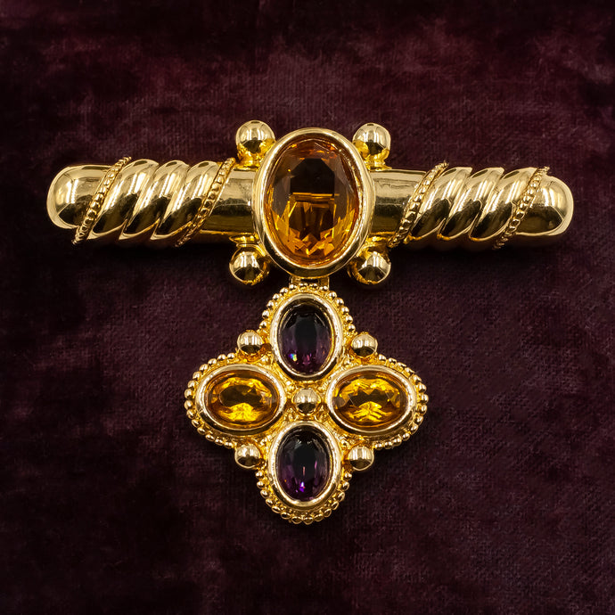 Glass Gem Brooch by Nina Ricci c1980