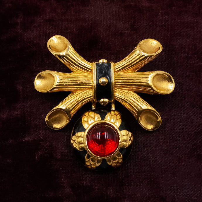 Red Glass Brooch by Fendi c1980