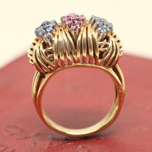 Circa 1930 Handmade 18K Ruby & Burmese Sapphire Ring