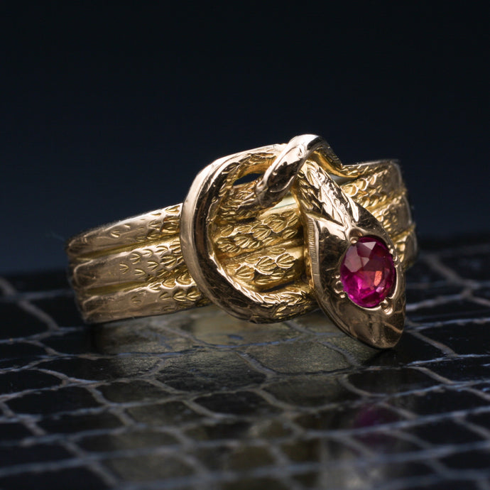 1930s Men's Ruby Snake Ring