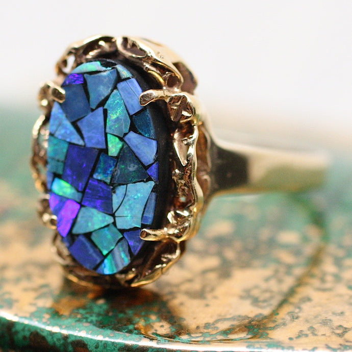 Circa 1950 Opal Mosaic Ring