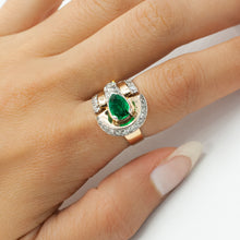 Retro Emerald Cocktail Ring c1930