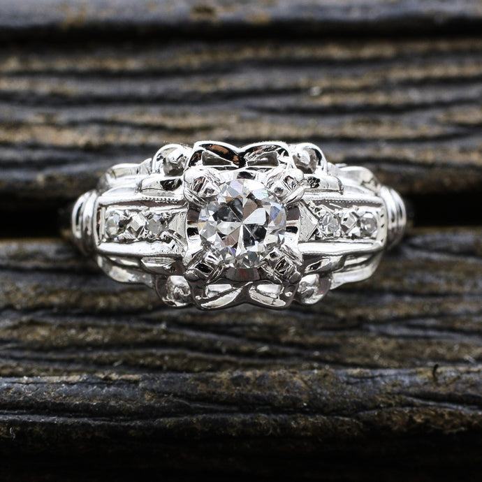 c1920 14k .25ct old European Cut Diamond Ring