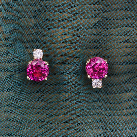 Fine Ruby and Diamond Studs