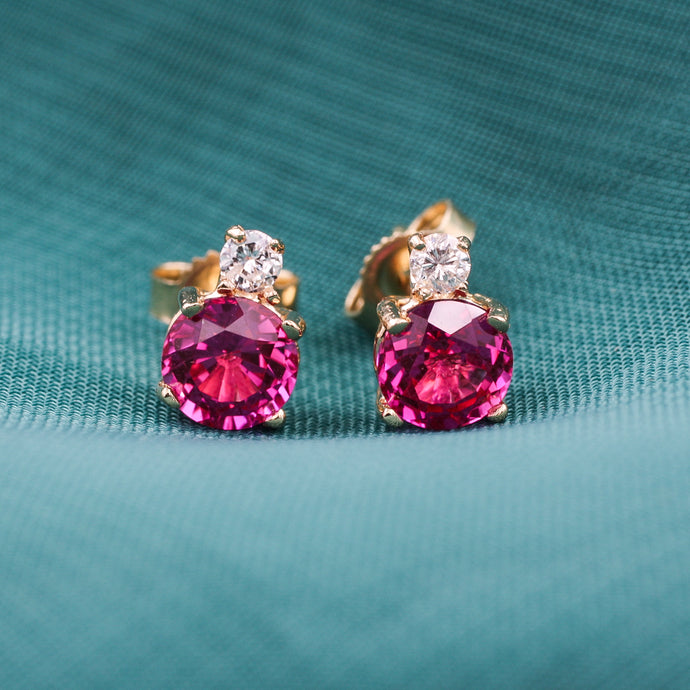 Fine Ruby and Diamond Studs