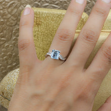 Midcentury Aquamarine and Baguette Diamond Ring
