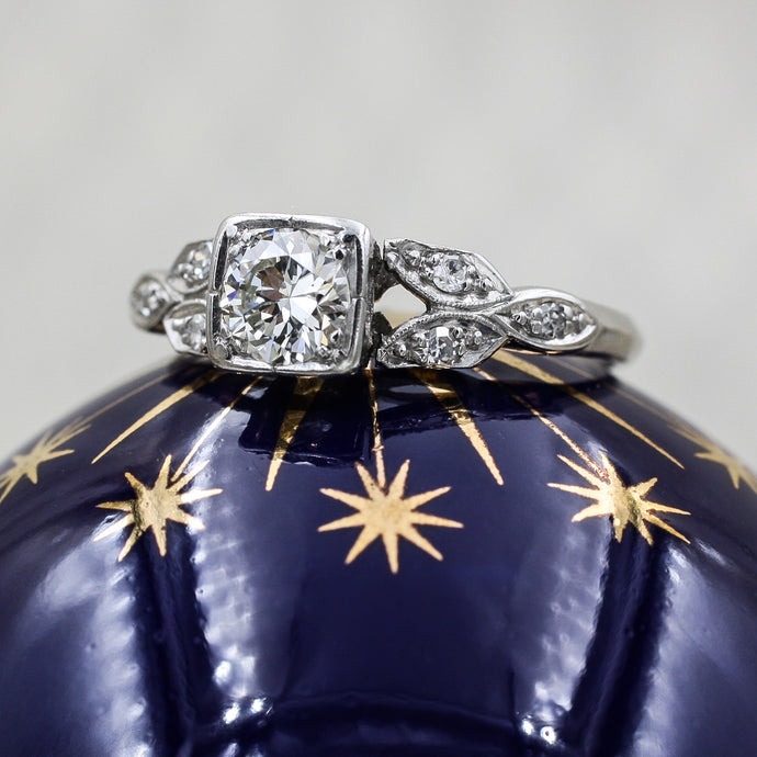 1930s Handmade Platinum Half Carat Diamond Ring