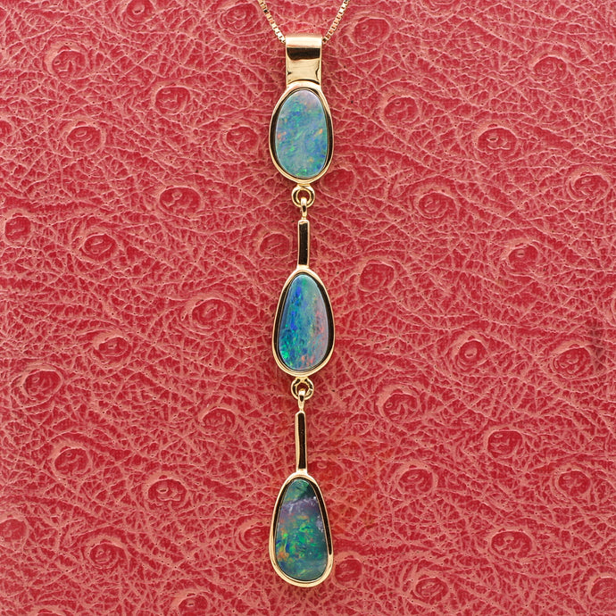 Australian Boulder Opal Triple Drop Pendant