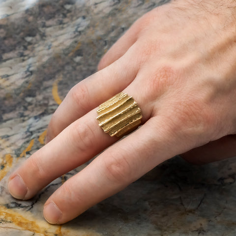 Brutalist Bark Ring c1980