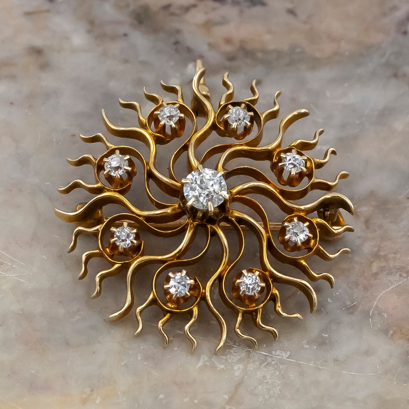Diamond Sunburst Pin/Pendant c1910