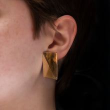 Modernist Angular Gold Earrings c1980