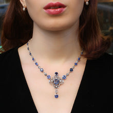 Natural Ceylon Sapphire and Diamond Necklace c1910
