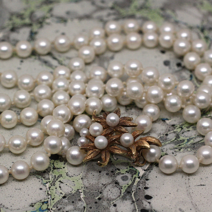 14K Japanese Cultured Pearl Rope Necklace