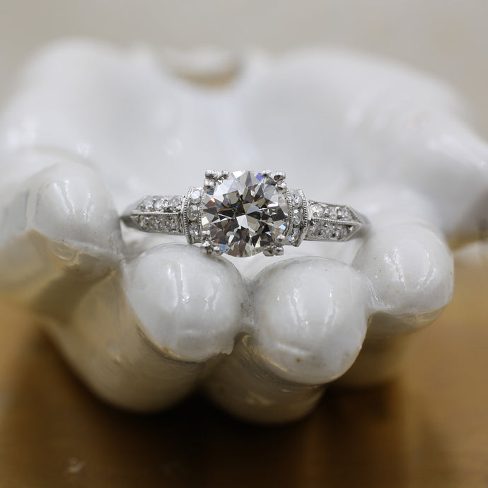 1920s Handmade Platinum .99ct EGL Certified Diamond Ring
