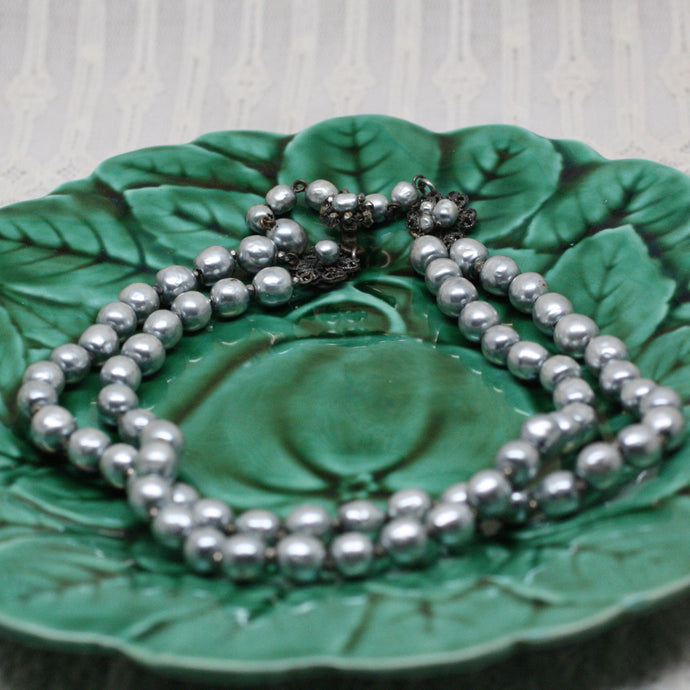 Circa 1950-1960 Miriam Haskell Grey Baroque Pearls