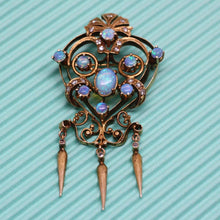 Circa 1930's 14K Opal & Diamond Pin/Pendant