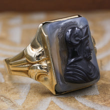Black Agate Warrior Cameo Ring c1880