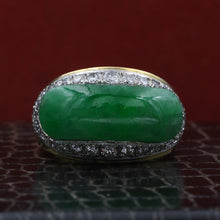 Jade and Diamond Gold Statement Ring c1970