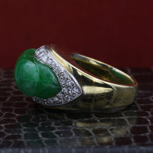 Jade and Diamond Gold Statement Ring c1970