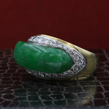 Jade and Diamond Gold Statement Ring c1970