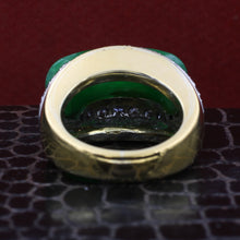 Jade and Diamond Gold Statement Ring c1970