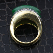 Jade and Diamond Gold Statement Ring c1970