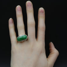 Jade and Diamond Gold Statement Ring c1970