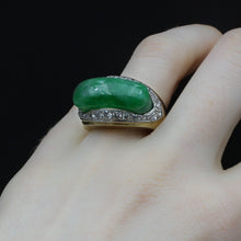 Jade and Diamond Gold Statement Ring c1970