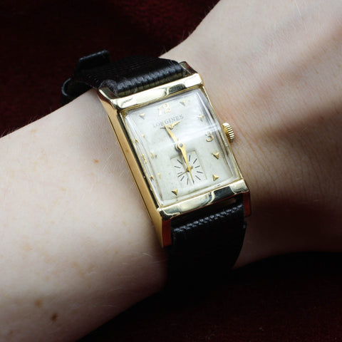 Midcentury Longines 14k Tank Style Watch