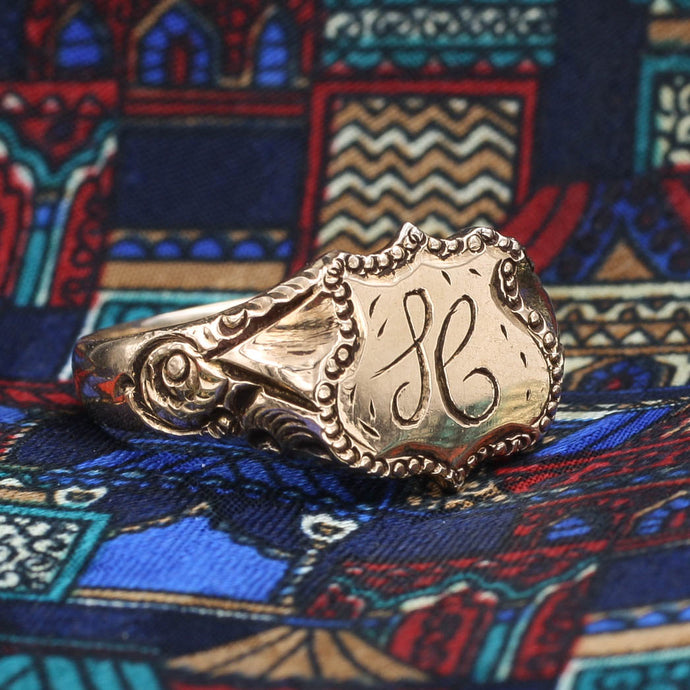c1900 Rose Gold Signet Shield Ring