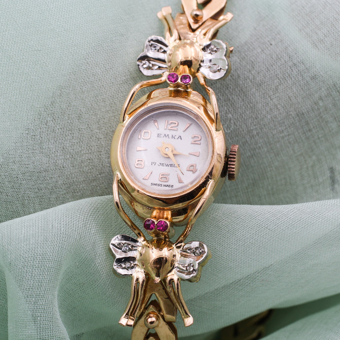 Ruby and Diamond Bug Watch c1940