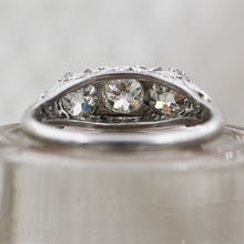 c1900 Old European Cut Diamond Three Stone Platinum Ring